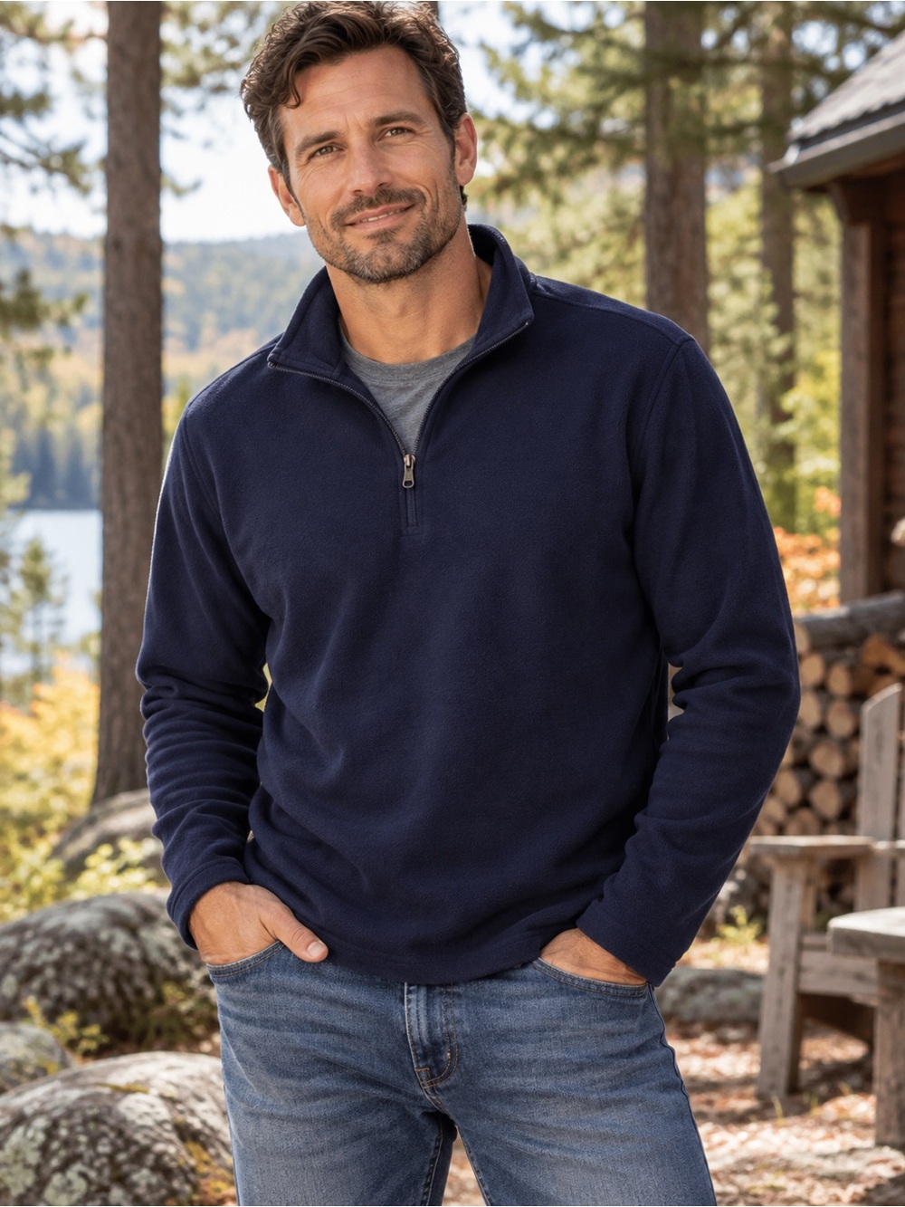G.H. Bass & Co. Navy Quarter-Zip Fleece Pullover